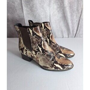 Alex Marie Brown Leather Snakeskin Pattern Ankle Boots Women's US Sz 7M Casual